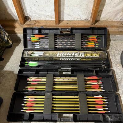 Archery Arrow Lot – Cabela’s Carbon Hunter 65/80, Gold Tip & FallStalker Arrows, Broadheads & Cases
