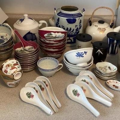 PPM105 Chinese Soup Bowls, Soup Spoons, Teapots, Teacups & Sauce Dishes