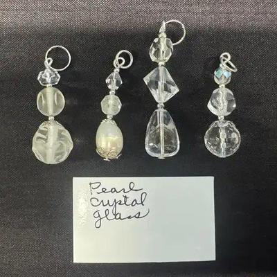 EHE121 - Myrna Lee Chang Crystal Glaze Lucite Pendants 