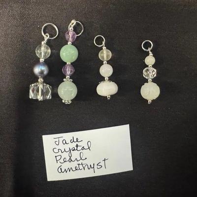 EHE125 - Myrna Lee Chang Jade Xrystal Pearl Amethyst Pendant 
