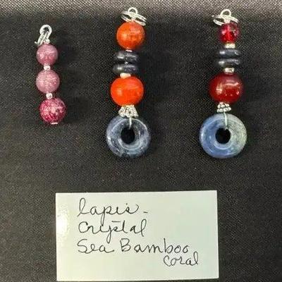 EHE113 - Myrna Lee Chang Lapice Crystal Sea Bamboo Coral Pendants 