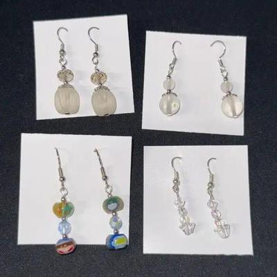 EHE207 Myrna Lee Chang Set of Four Crystal Earrings