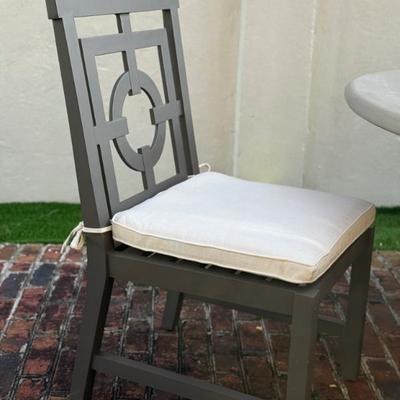 Arhaus Outdoor Metal Chairs with cushions: 39"H x 19"W x 21"D

$395 each / 6 chairs avail