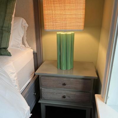 Green lamps sold, Arhaus nightstands still available