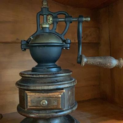 Made In Italy, Vintage, Wood And Metal Coffee Grinder