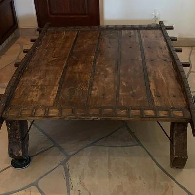 Hand Carved Ox Cart Coffee Table