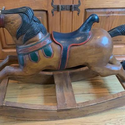 Ornate Wooden Rocking Horse