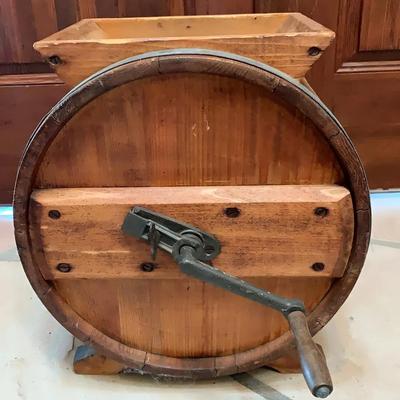 Antique Barrel Butter Churner With Hand Crank