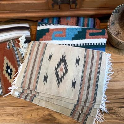 Native American Blankets, Placemats And Baskets
