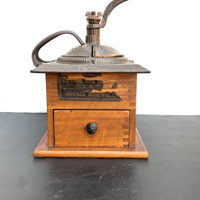 Antique Imperial Coffee Wooden And Cast Iron Coffee Grinder