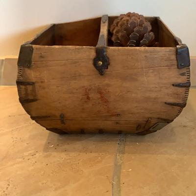 Antique Hand Crafted Wooden Basket 