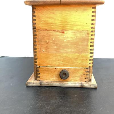 Antique Hand Crank Wooden Coffee Grinder 