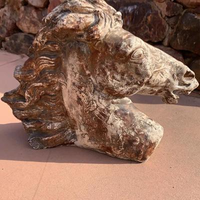 Large Horse Head Sculpture Pottery 
