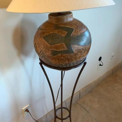 Southwest Style Lamp With Metal Stand 
