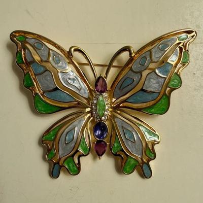 Bob Mackie gold tone butterfly brooch 