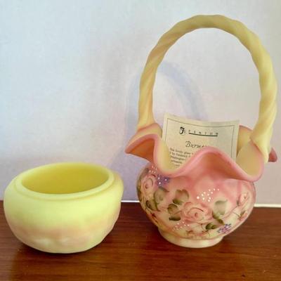 Fenton Burmese Bowl and 95th Anniversary Basket 