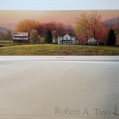 Unframed signed, dated and annotated Robert A. Tino lithographic print "Country Comfort" (#132/650) 