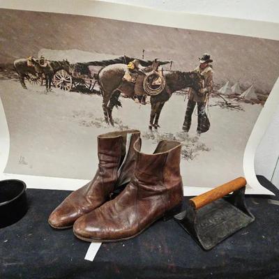 Signed Fellows Print, Cast Iron & Boots