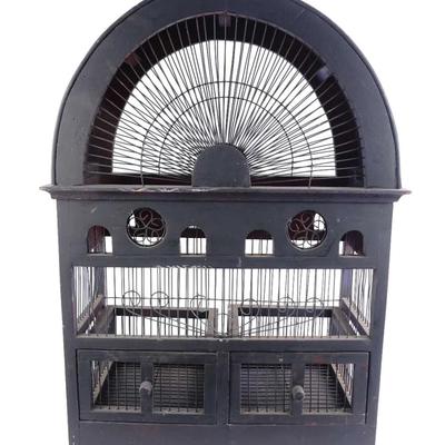 Vintage 24" Tall Decorative Wooden Bird Cage - Victorian Dome Style