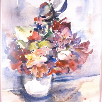 Signed Ligia Podorean-Ekström Watercolor Floral Still-Life Painting - Original Art