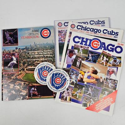 Chicago Cubs 1980s Memorabilia Lot 1986 Official Yearbook Scorecards Pins