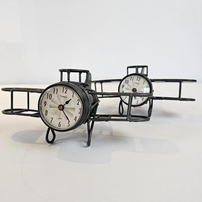 Timex Airplane Desk Clock Set (2) – Metal Aviation Style Quartz Clocks