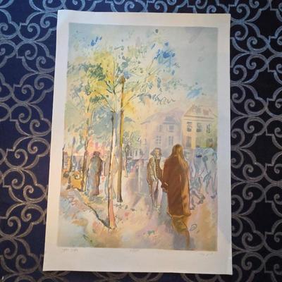 Sarit Gura Signed Limited Edition 52/275 Lithograph City Street Scene Art Print 