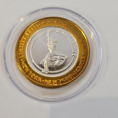 New York New York Las Vegas $10 "Silver Strike" Gaming Token – .999 Fine Silver Casino Coin