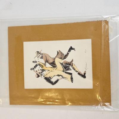 Lot #127 - Joseph Ross Signed Print "Dancing Men" – Vintage Figurative Art Print, Matted