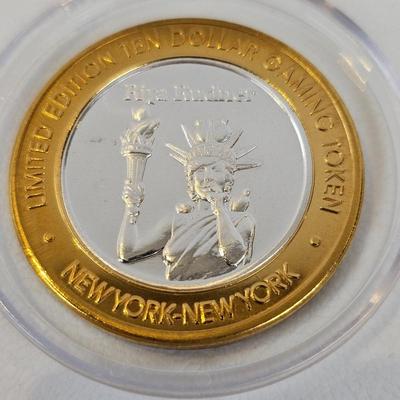 New York, New York Las Vegas $10 "Silver Strike" Gaming Token – .999 Fine Silver Casino Coin