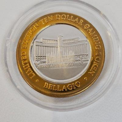 Bellagio Las Vegas $10 "Silver Strike" Gaming Token – .999 Fine Silver Casino Coin