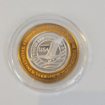 Lot #122 - The New York New York Las Vegas $10 "Silver Strike" Gaming Token – .999 Fine Silver Casino Coin