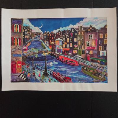 Linnea Pergola Hand Signed Serigraph "Amsterdam Nights"