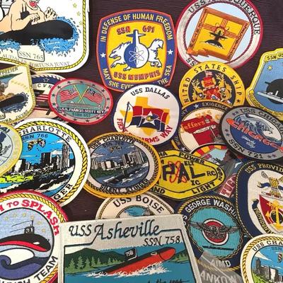Lot 161:  Large Lot of U.S. Navy Submarine & Ship Patches – USS SSN Collection, Launch Team & Unit I