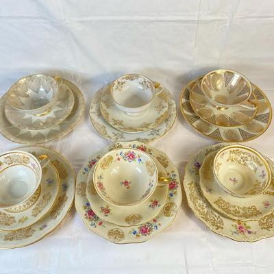 Bavarian Porcelain Teacups, Saucers & Plates – Vintage Mixed China Lot