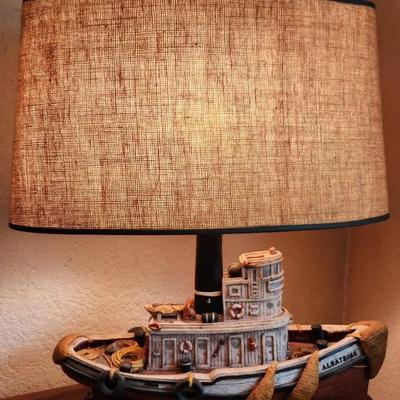 Vintage Stainmaster Nautical Ship Table Lamp – Decorative Boat Lamp w/ Shade (c. 1987)