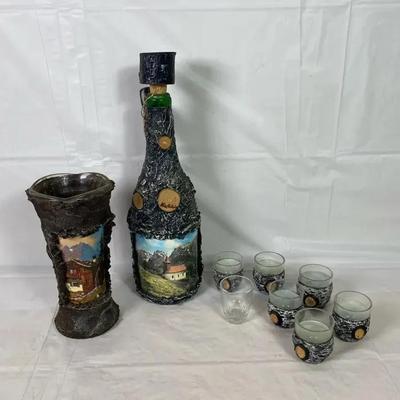 Vintage Handmade Studio Art Glass Bottle & Vessel Set – H. Hindenschmid – Signed