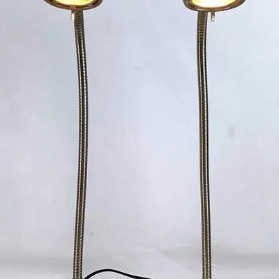 Pair of Modern Touch Table Lamps – Brushed Nickel Gooseneck Lights