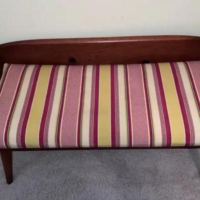 Vintage Franklin Shockey Co. Low Bench with Striped Cushion
