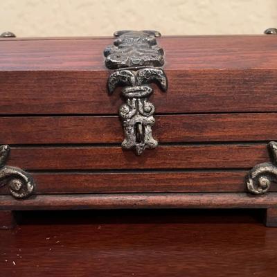 Wooden Treasure Chest Trinket Box