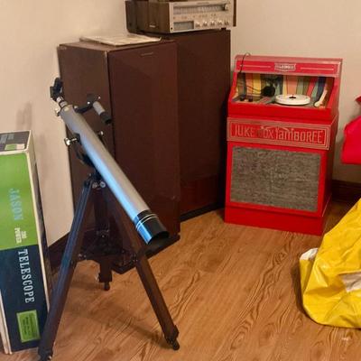 Morantz speakers and receiver , telescope