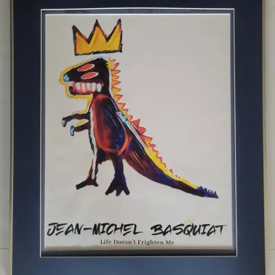 Vintage Print Of  Jean-Michel Basquiat's 1984 Painting "Life Doesn't Frighten Me"