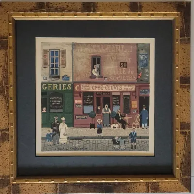 Color Lithograph Of Chez Clovis By Michel Delacroix