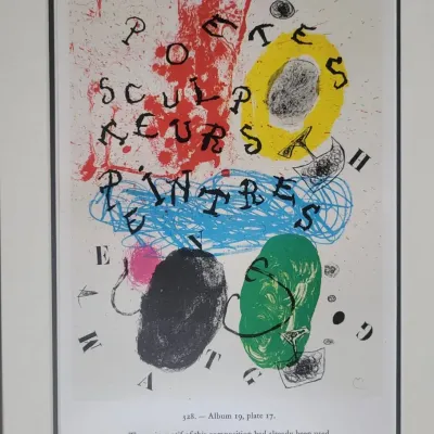  Vintage Color Lithograph Titled Poètes, Sculpteurs, Peintres (Poets, Sculptors, Painters) By Joan Miro