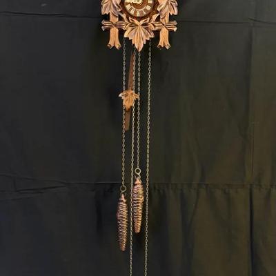 328: Vintage Black Forest Schneider Carved Wood Cuckoo Clock, 1-Day Movement, Germany