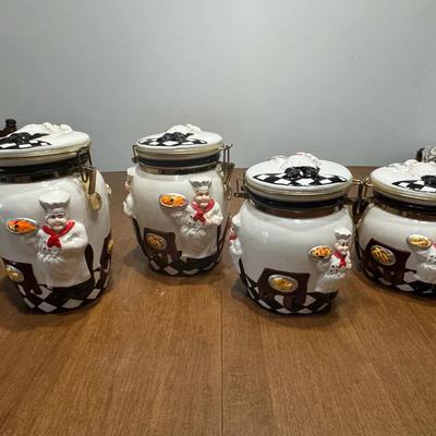 242: Retro Ceramic 4pc Canister Set