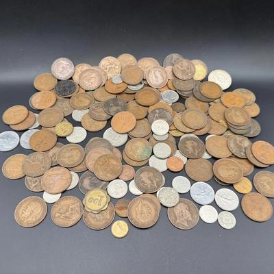 Foreign Coin Lot – Mixed Countries & Denominations | Copper, Brass & Silver-Tone Coins