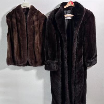 Vintage Mink Fur Lot | Full-Length Coat (48") & Matching Vest | Bond Furs Arcadia