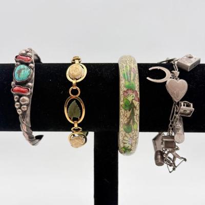 4 Vintage Bracelets - Varied Styles/Materials