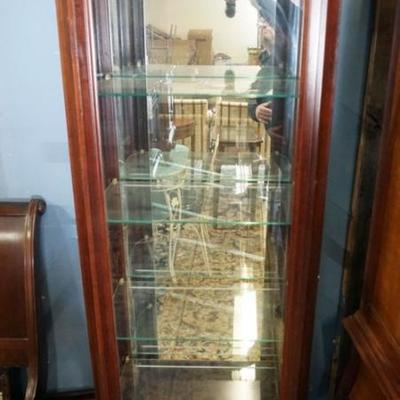 1215	JASPER CABINET COMPANY *LEGACY* CURIO CABINET WITH ADJUSTABLE GLASS SHELVES AND INTERIOR LIGHT, APPROXIMATELY 29 IN X 16 IN X75 IN H
